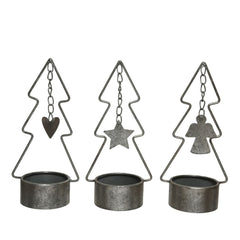 Decoris Iron Tealight Holder with Hanging Charm 24cm - 3 Assorted