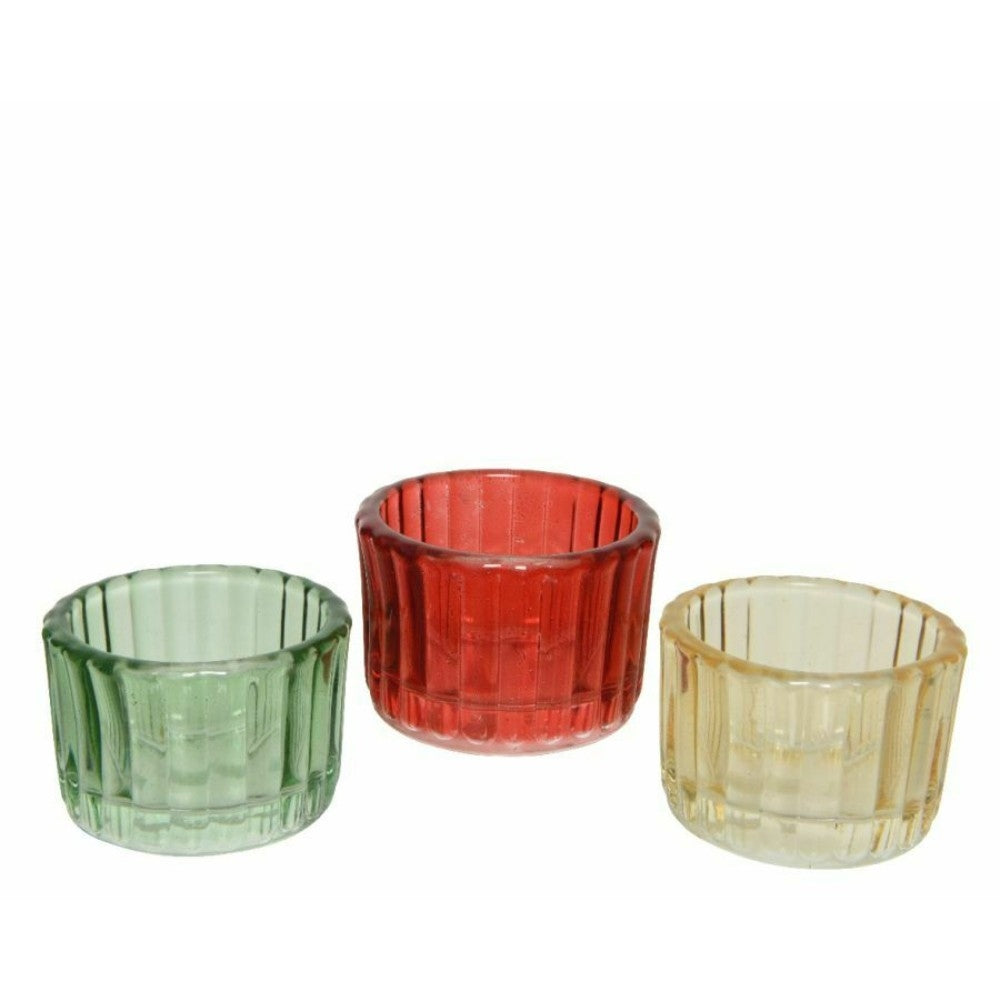 Decoris Glass Tealight Holder 3.8cm - 3 Assorted