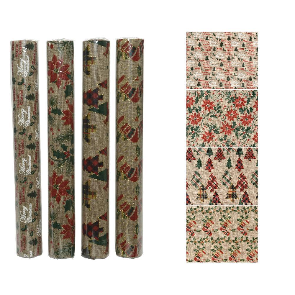 Decoris Polyester Fabric with Christmas Design 35 x 200cm - 4 Assorted