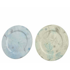 Decoris Paper Deco Plate with Needle Leaf 33cm - 2 Assorted Shades of Blue