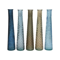 Decoris Recycled Glass Vase - 5 Assorted Shades of Blue