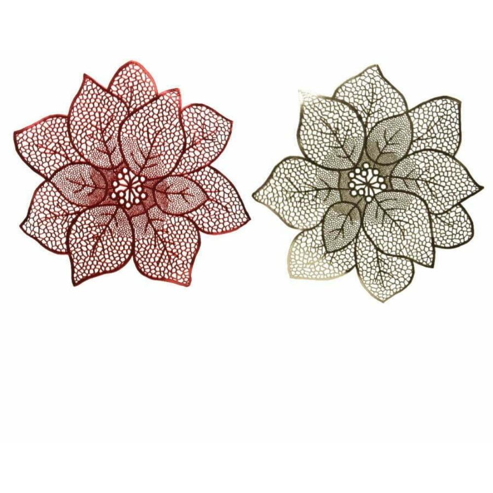 Decoris Leather Placemat with Flower Cut-Out Design 44cm - 2 Assorted