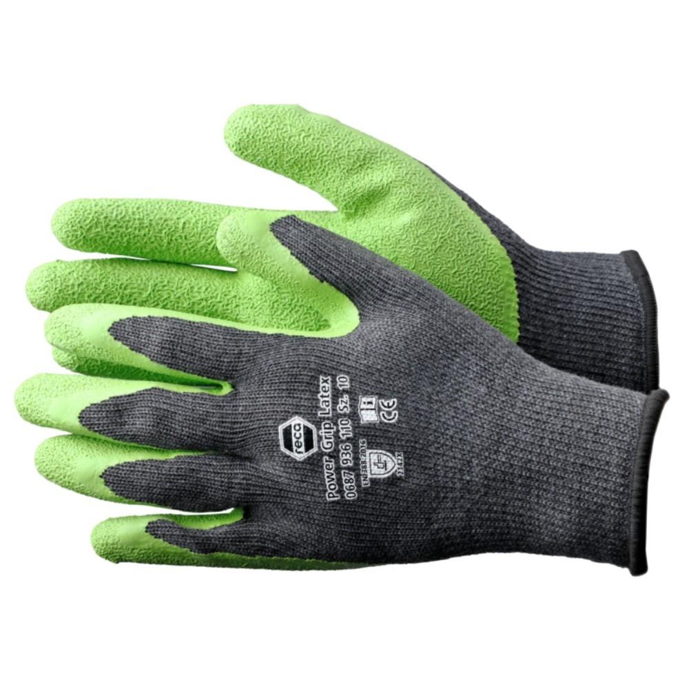 Reca Power Grip Latex Protective Gloves with Cotton/Polyester Fabric Size 9