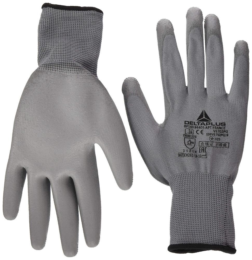 Delta Plus PU Polyester Knitted Gloves Size 9 - Grey