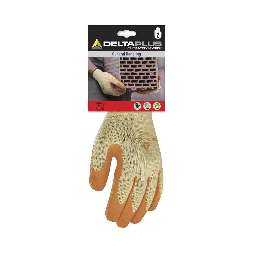 Delta Plus Knitted Polyester Glove with Latex Coating Palm Size 10 - Orange/Yellow