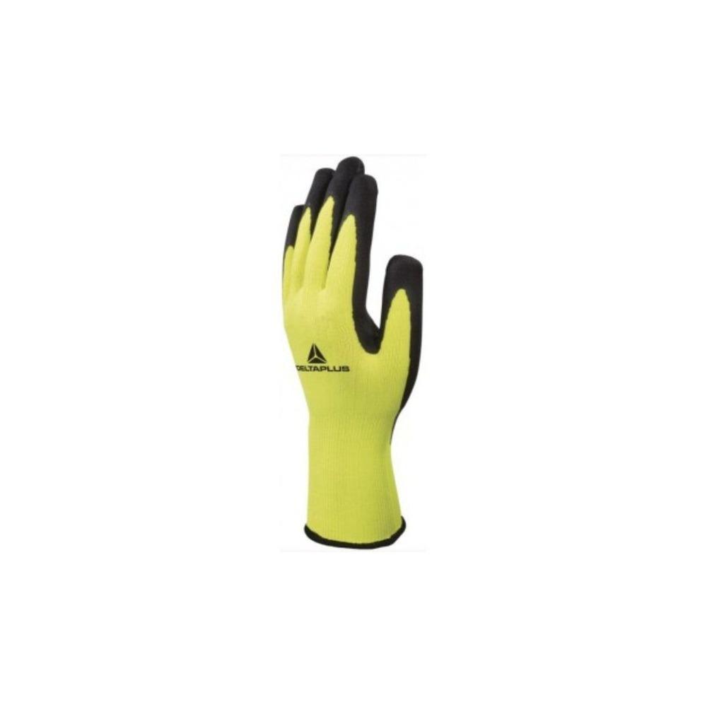 Delta Plus Knitted Terylene Latex Foam Coating Palm Gloves Size 10 - Yellow/ Black