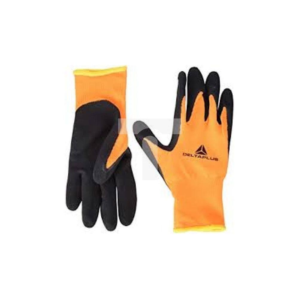 Delta Plus Knitted Terylene Latex Foam Coating Palm Gloves Size 9 - Yellow/ Black