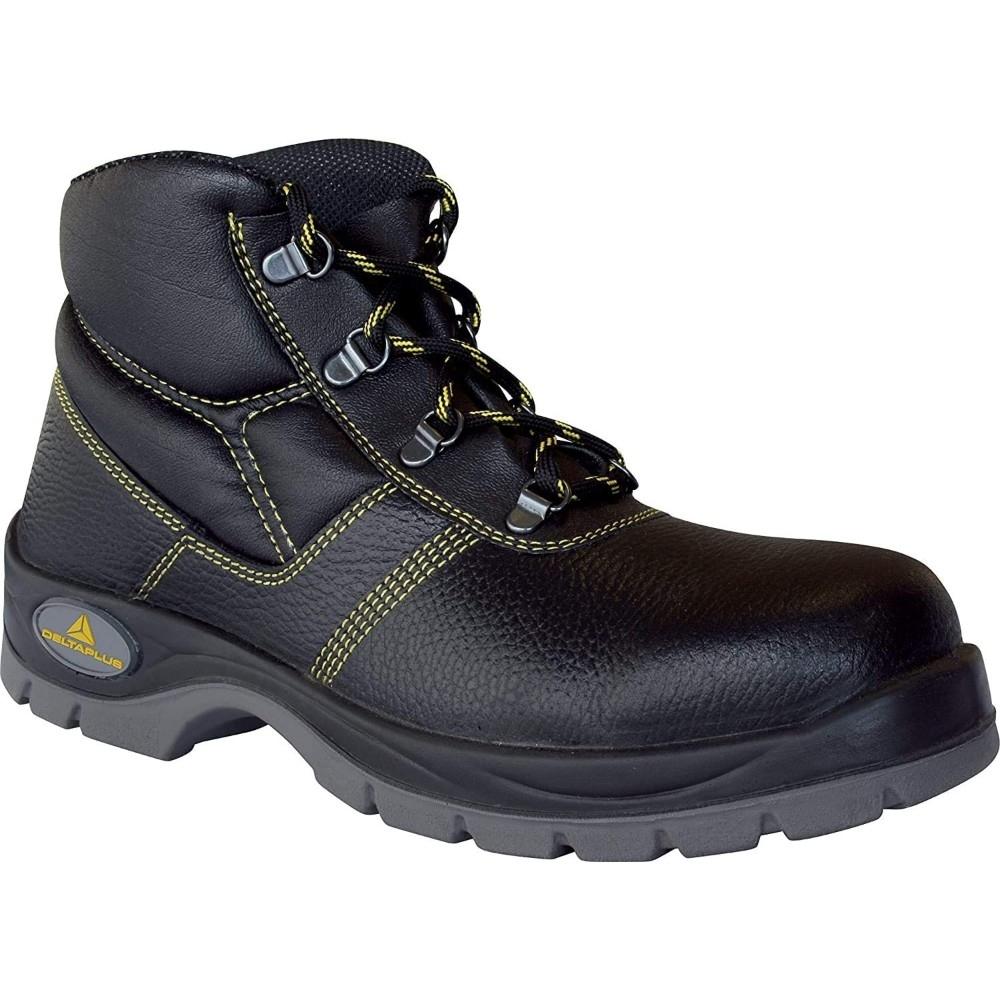 Delta Plus Pigmented Split Leather High Safety Shoes S1P SRC Size 44 - Black