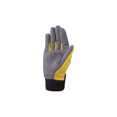 Delta Plus Polyester/ Elasthane Gloves with Artificial Leather Palm Size 7 - Yellow/Grey/Black