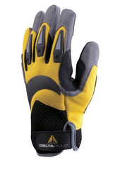 Delta Plus Polyester/ Elasthane Gloves with Polyamide Palm Size 10 - Yellow/Black/Grey