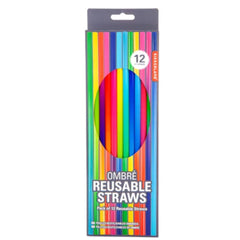 Kikkerland Reusable Straws Set of 12 - Gradient Colors