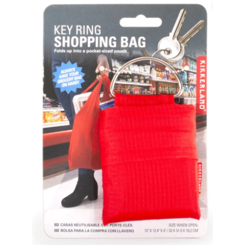 Kikkerland Shopping Bag With Key Ring - Red