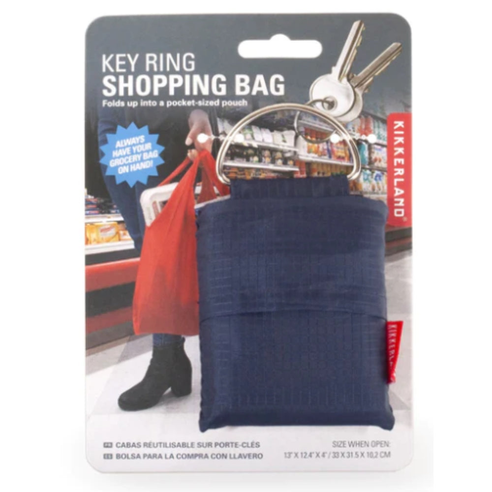 Kikkerland Shopping Bag With Key Ring - Blue