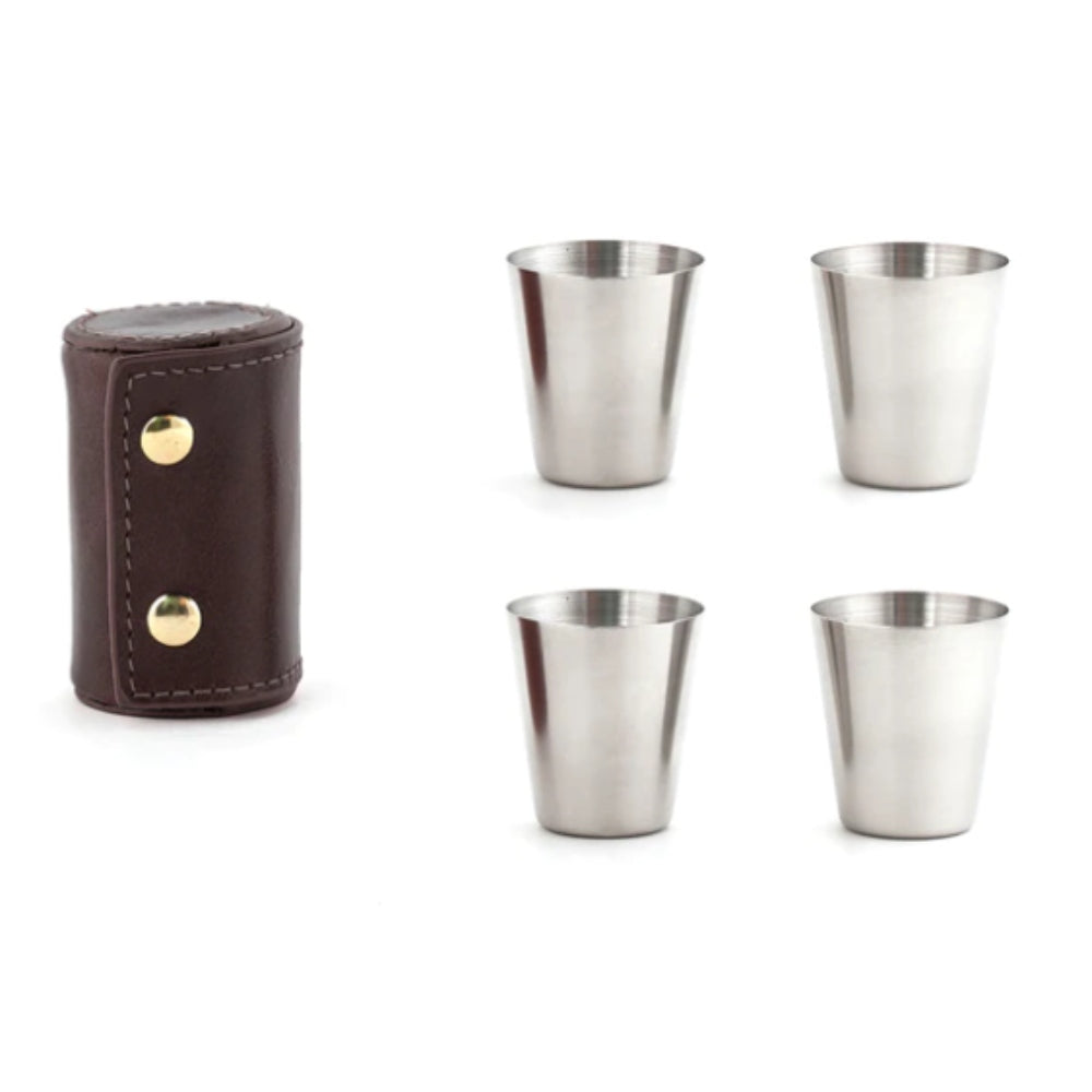 Kikkerland Shot Glasses with Leather Case