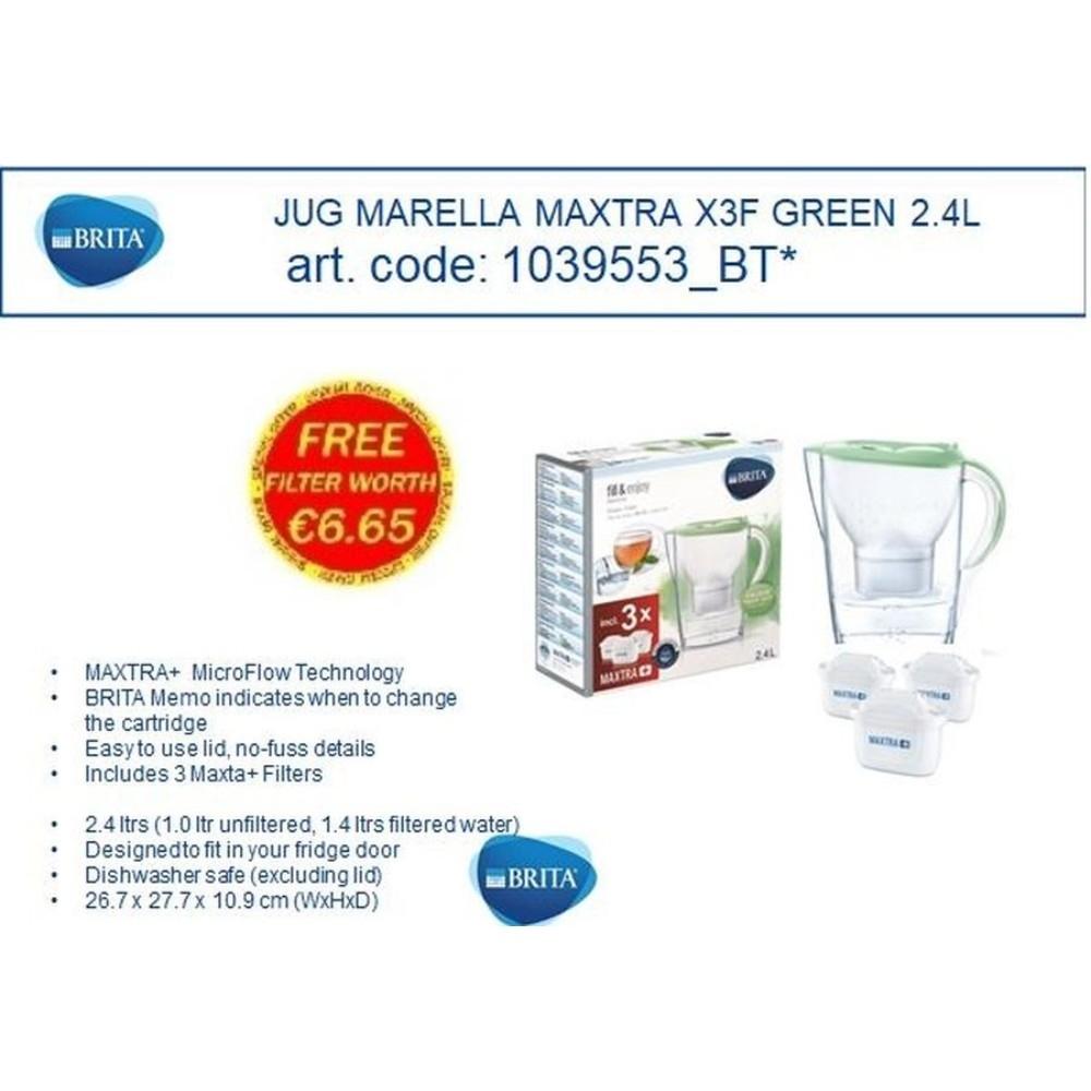 Brita Marella Jug Marella Maxtra 2.4L with 3 Filters - Green