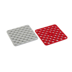 JJ DUO SPOT-ON SET OF 2 SILICONE TRIVETS (SQUARE) - GREY/RED 20163 (SS21)