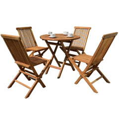 Round Wooden Folding Table 60cm with 4 chairs