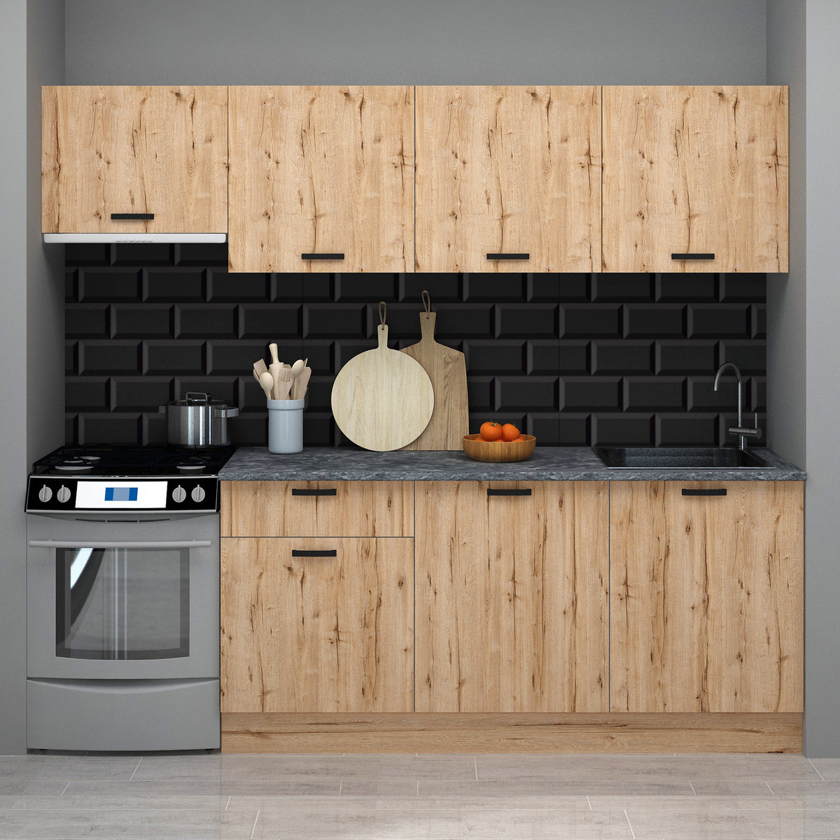 Miniature Master 240cm Kitchen Black laminate top