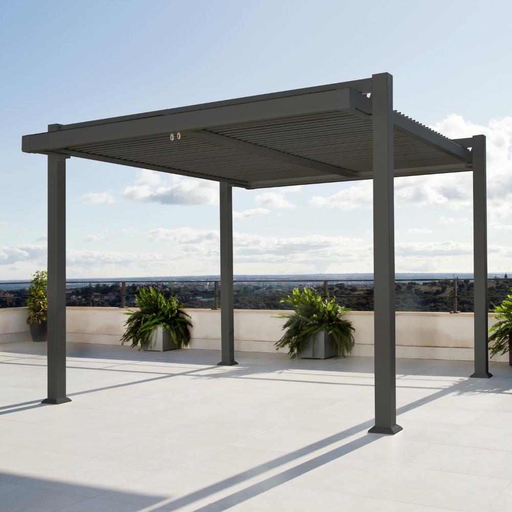 Naterial Persea Aluminium Pergola with Modular Roof 320 x 360cm - Dark Grey