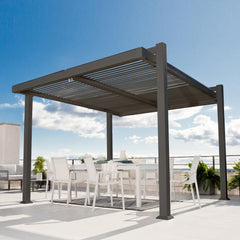 Naterial Persea Aluminium Pergola with Modular Roof 320 x 360cm - Dark Grey