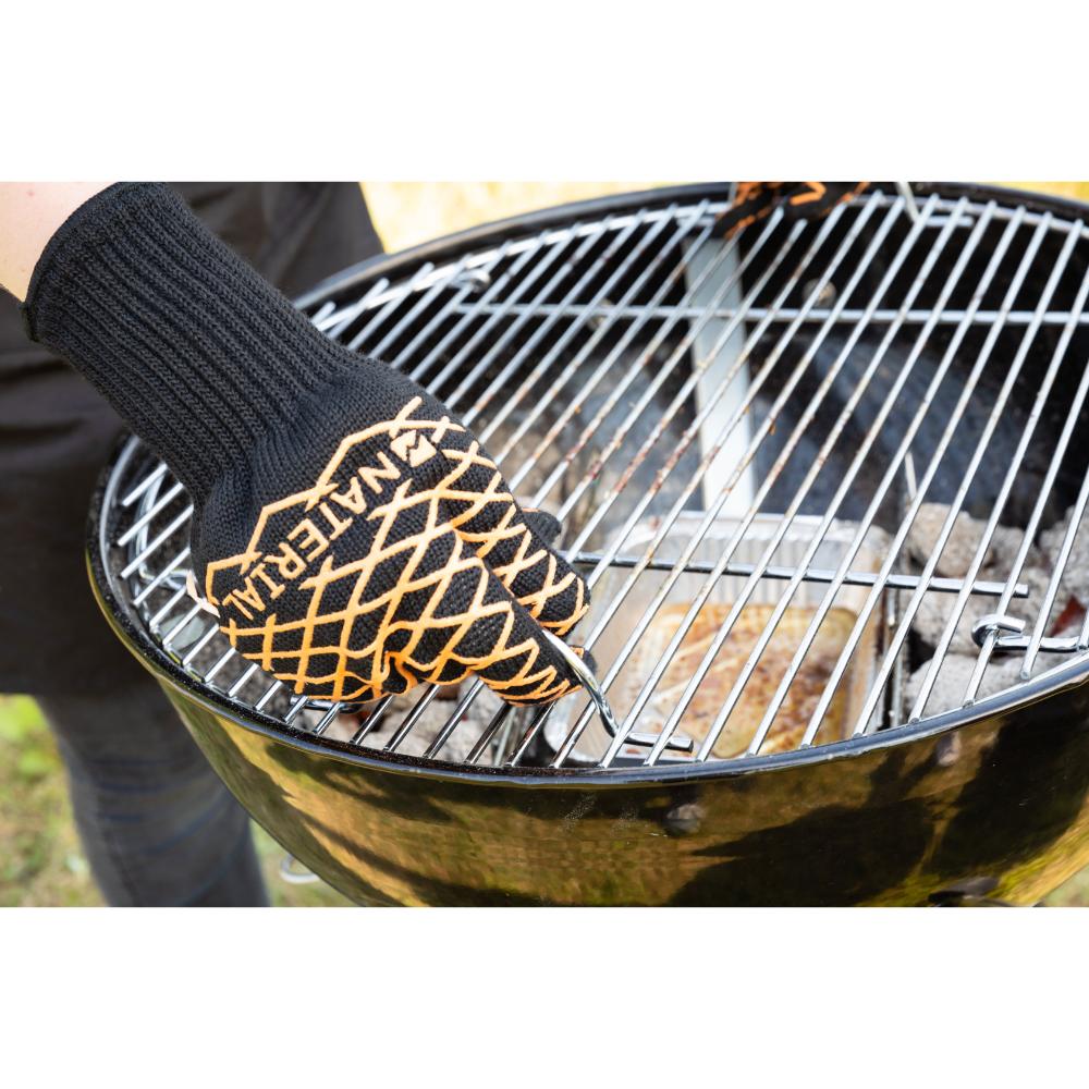 Naterial Bbq Gloves Black/Orange Silicone Grip.