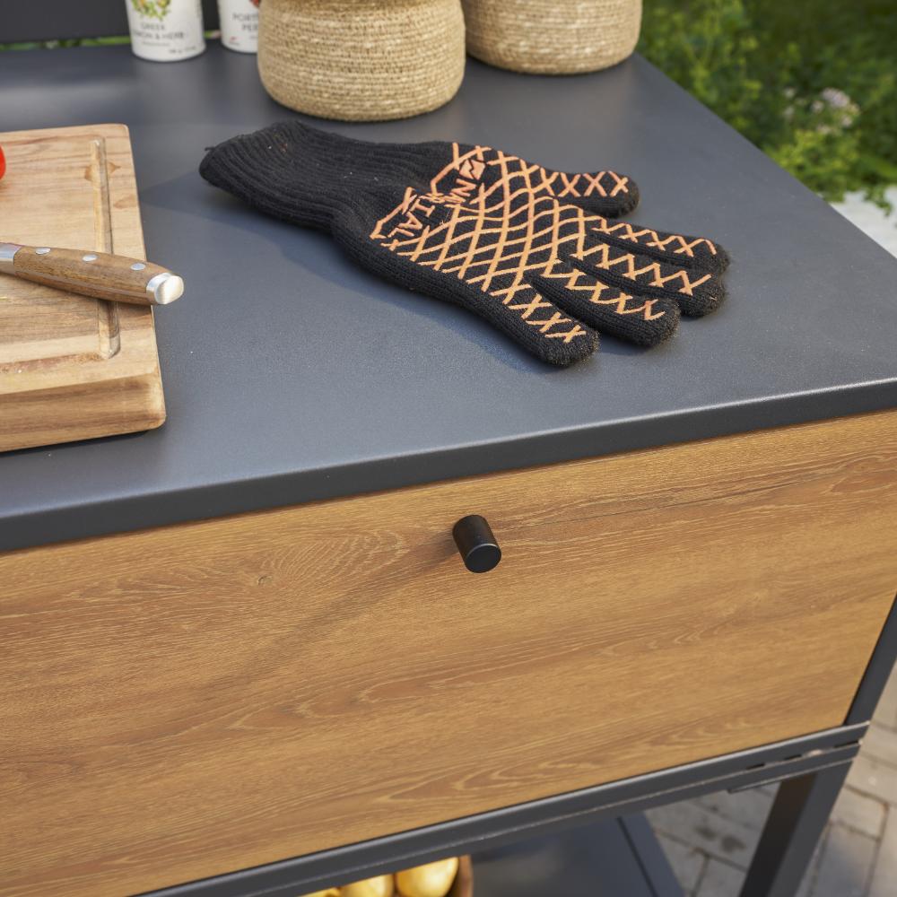 Naterial Bbq Gloves Black/Orange Silicone Grip.