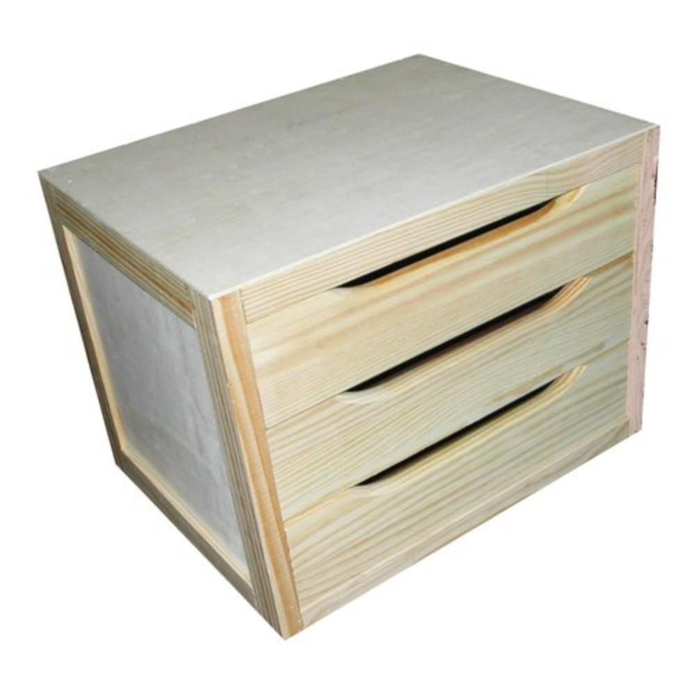Blocco  3 cassetti Pino Massiccio grezzo