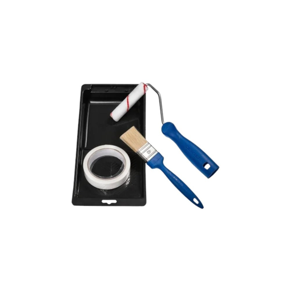 Dexter Mini Paint Kit with Tray, Mini Roller Frame, 1 Lacquer Roller Sleeve 11cm, 1 Masking Tape and