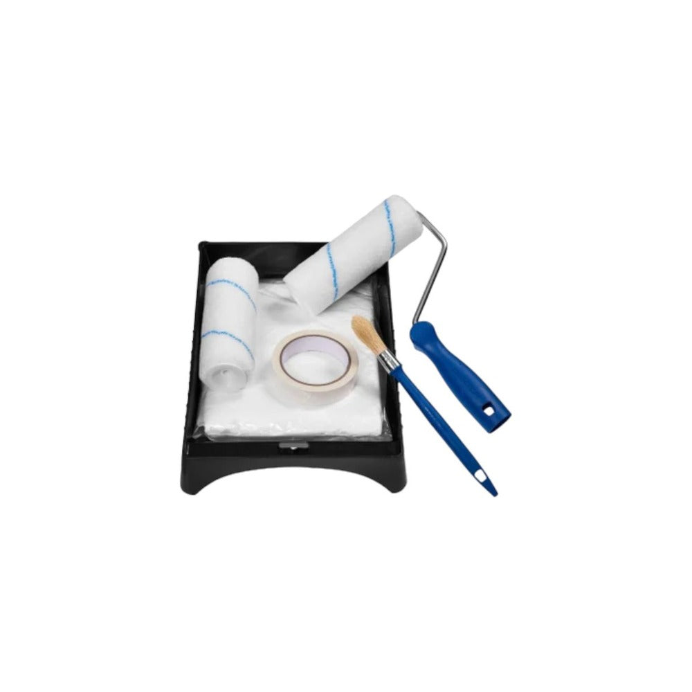 Dexter Paint Kit with Tray, Roller Frame, 2 Smooth Rollers, 1 Masking Tape, Covering Plastic and Rou