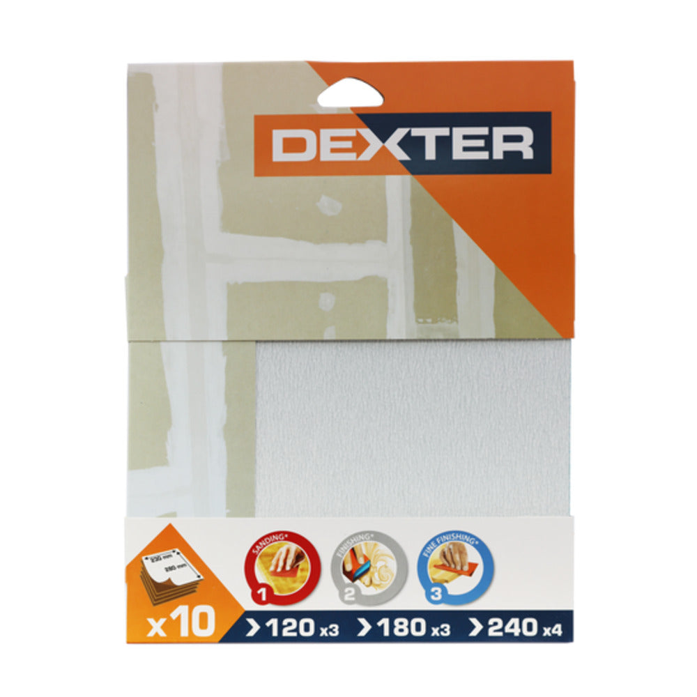 Dexter Set Of 10 Hand Sanding Papers Grains 3X120/3X180/4X240 Rev.2,