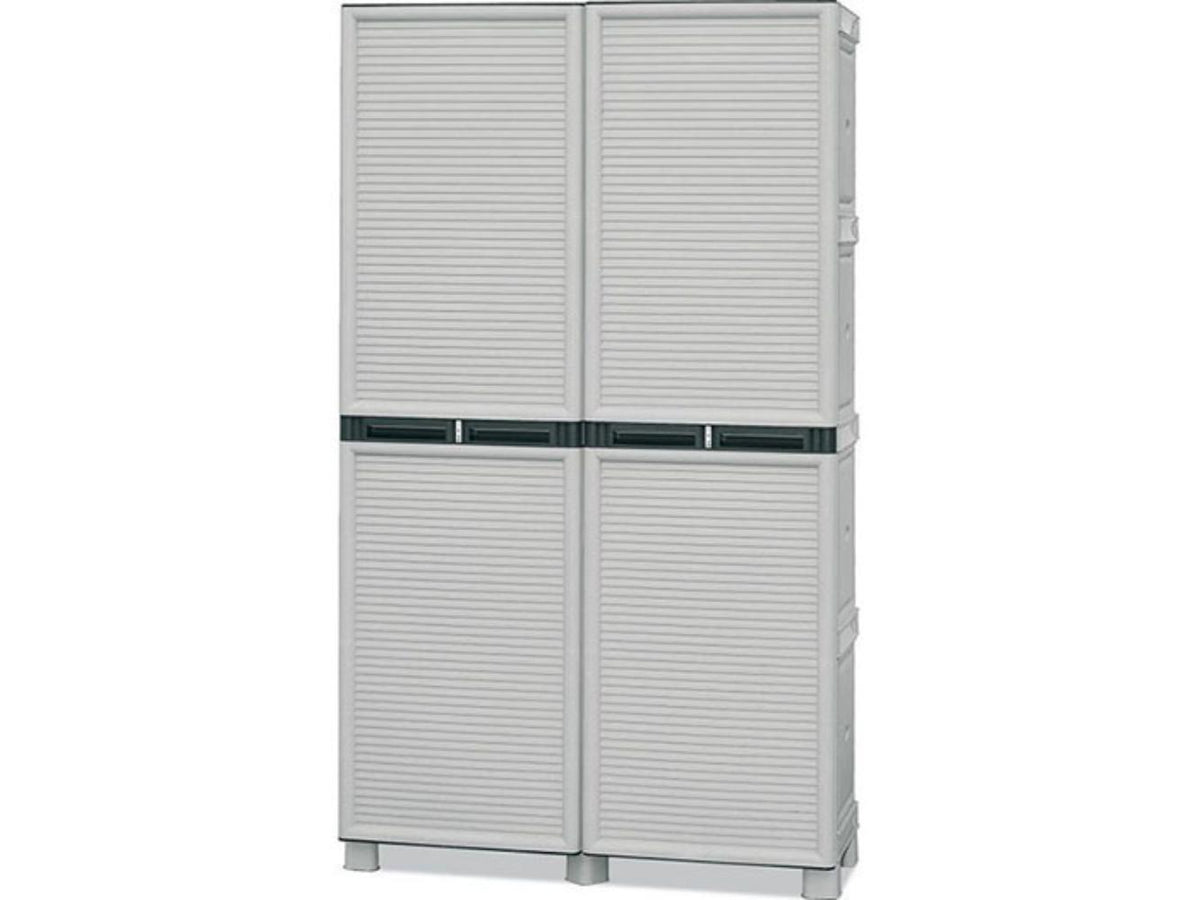 Broom holder cabinet in polypropylenee, with petrol bleu doors  L 1000 x P 390 x H 1,720 mm