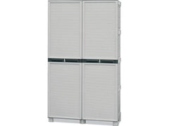 Broom holder cabinet in polypropylenee, with petrol bleu doors  L 1000 x P 390 x H 1,720 mm