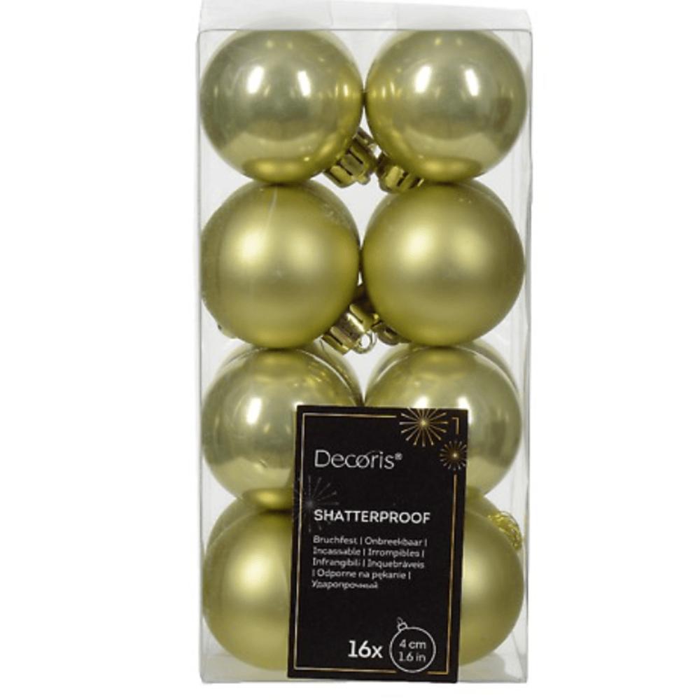 Decoris Shatterproof Baubles Box of 16 Pieces 4cm - Pistachio