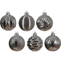 Decoris Shatterproof Baubles Decorative Box of 12 Pieces 6cm - Silver