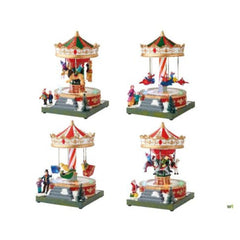 Lumineo BO Village Carousel 13 x 12 x 18.5cm - 4 Assorted