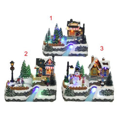 Lumineo BO Village Winter Scenery 15 x 21 x 16cm - 3 Assorted