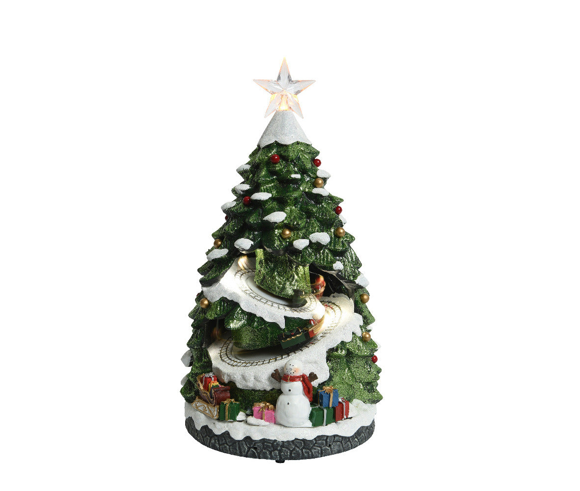 Lumineo BO Village Christmas Tree with Train 21.5 x 20 x 38cm