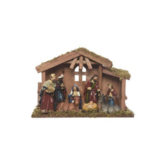 MDF Nativity Scene with 8 Figures 10 x 30 x 21cm
