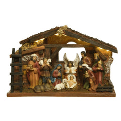 Nativity Scene with 10 Figures and Led Light 15 x 7 x 24.3cm