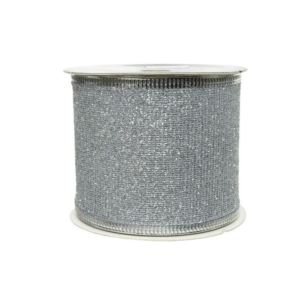 Decoris Polyester Ribbon with Glitter 6 x 270cm - Silver
