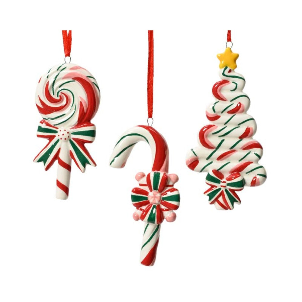 Decoris Hanging Dolomite Candy Ornament 11cm - 3 Assorted