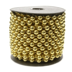 Decoris Plastic Beaded Garland 0.8cm x 10m - Light Gold