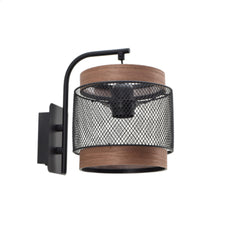 WALL LAMP E27X1 H22CM METAL BLACK, DARK WOOD INSPIRE TAIGA