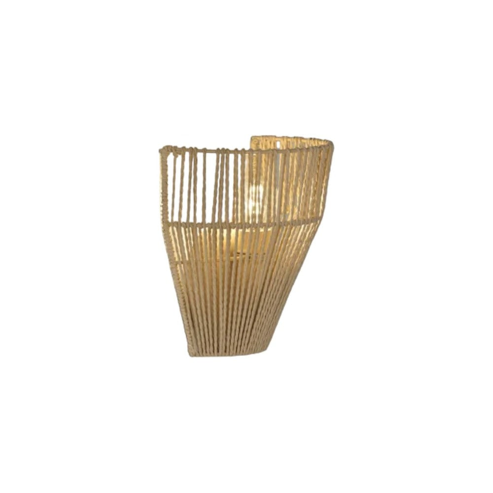 Inspire Mikona Wall Lamp E14 20cm Metal White with Natural Rope