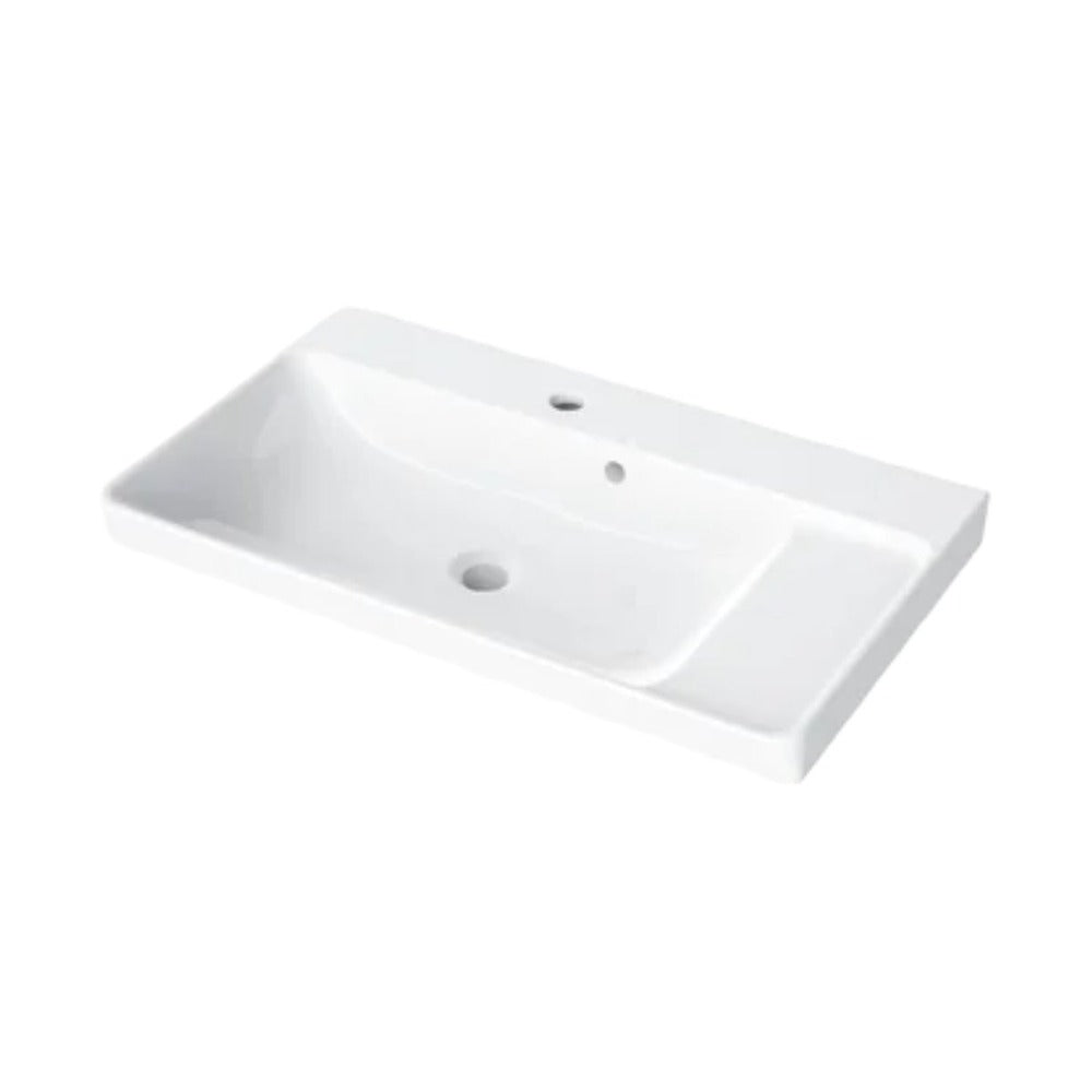 EASY RECTANGULAR CERAMIC BASIN 71,4X42,4X15,5CM SHINNY WHITE