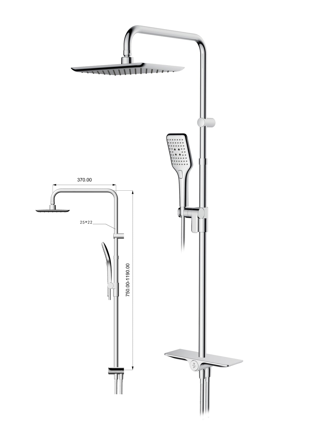 Sensea Full System Shower 3Jet Acs Trendy Remix 28X20Cm Chrome