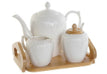 Teapot Set 4 Porcelain Bamboo 24X20X7 White