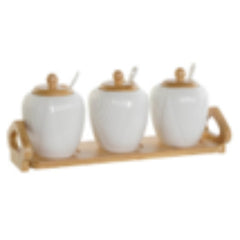 *Sugar Bowl Set 4 Porcelain Bamboo 31X9X7 White