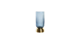 Vase Glass Metal Small Golden Blue