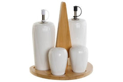 iDecor Bamboo Porcelain Oil and Vinegar Set 18 x 15 x 20cm